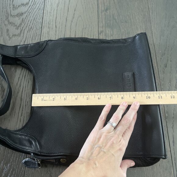 Fossil Key Bag Genuine Black Pebbled Leather Shoulder Bag #75082 Vintage - Picture 9 of 10